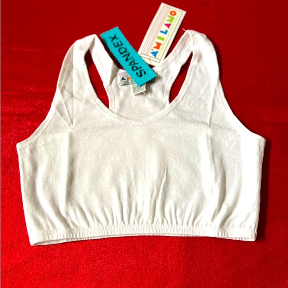 ☀️☀️ A’Milano Spandex White Cut Off T-shirt “NEW” ☀️☀️ - Picture 1 of 3